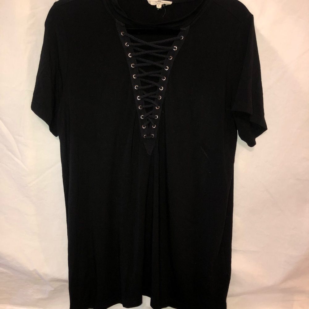 Black Lace Up Top